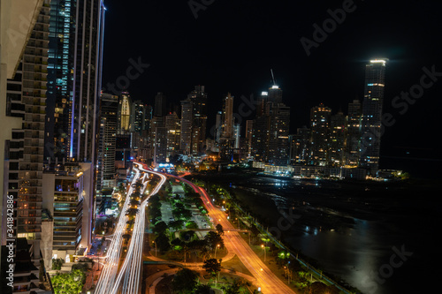 Night traffic in Panama City