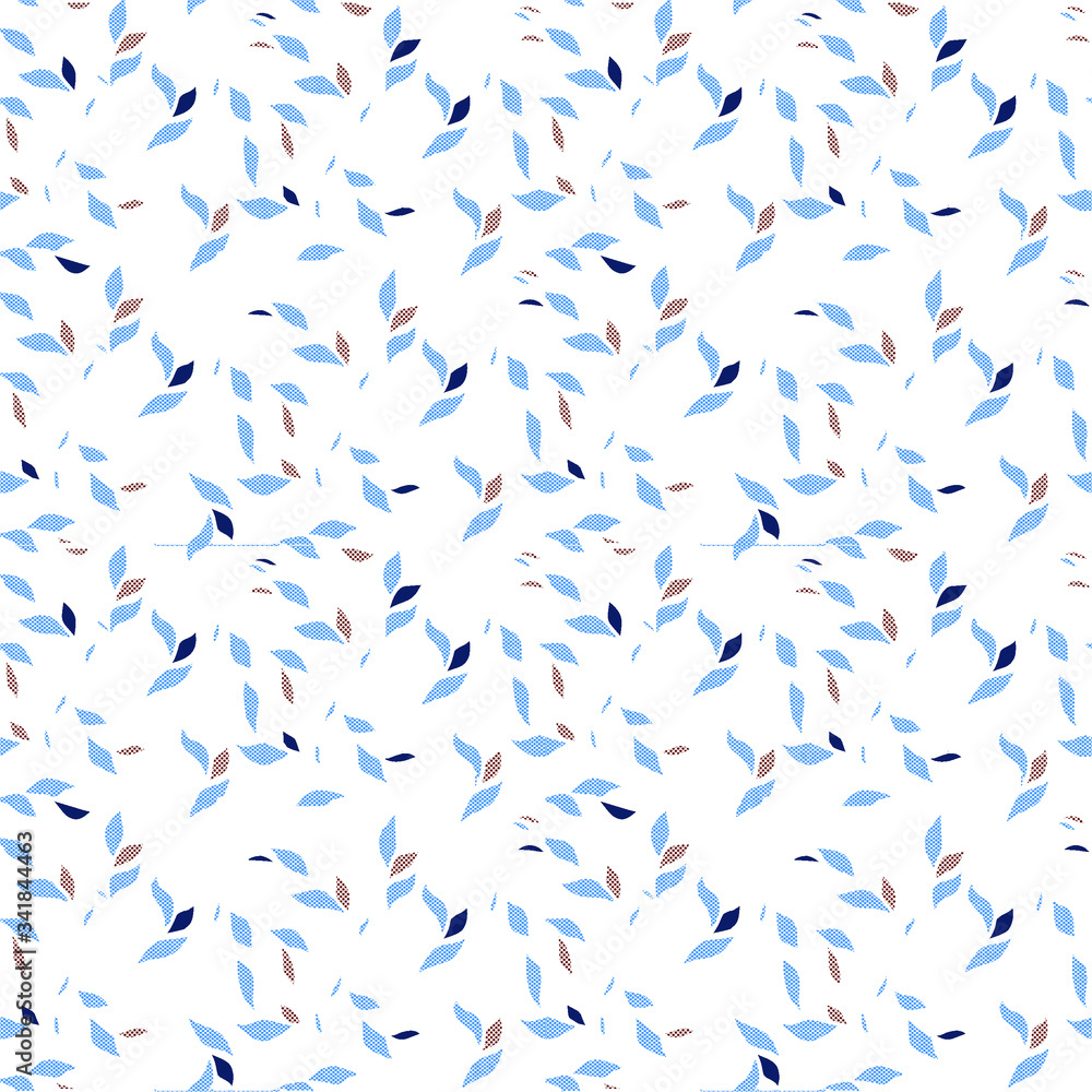 seamless pattern with blue and white feathers