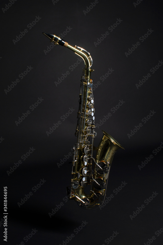 Fototapeta premium Alto Saxophone on black background
