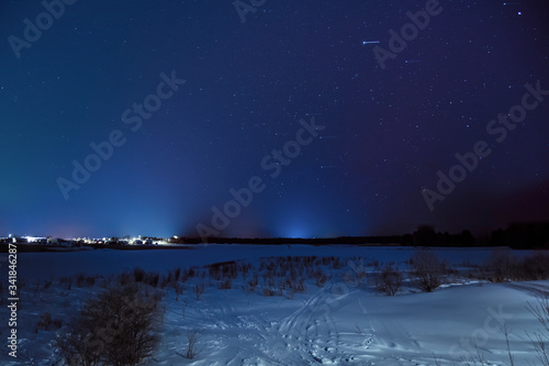 Night Sky With Stars And Snow