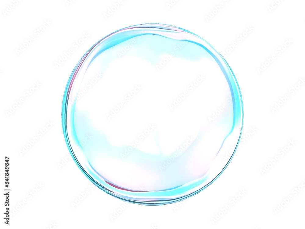 © Mama pig - 3d crystal ball pink blue gradient colors  isolated on white background. Abstract bubble glossy pastel 3d geometric shape object illustration render.