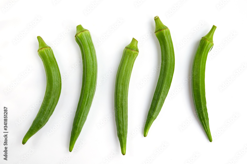 Top view of okra isolated on white background Top view of okra isolated on white background