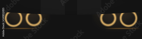 Car headlights glow in the dark, web banner design template, landing page, vector illustration