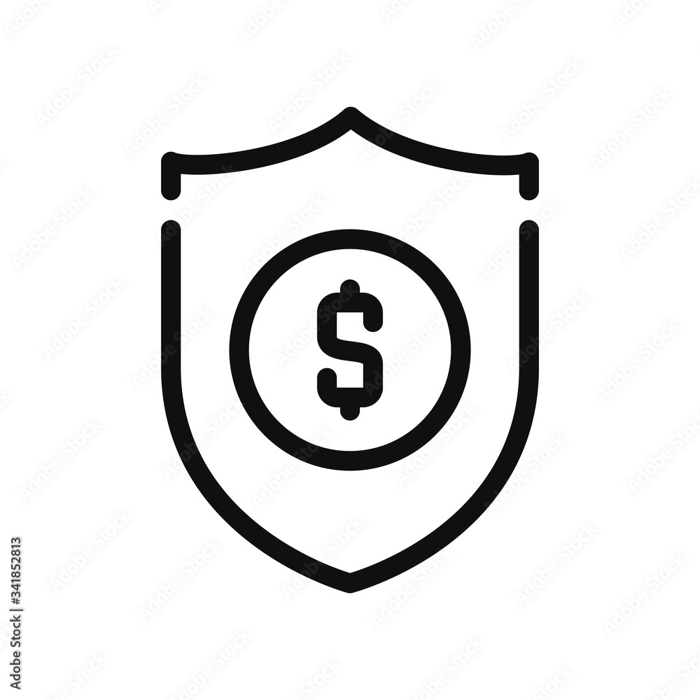 shield with money symbol, line style shield with money symbol, line style