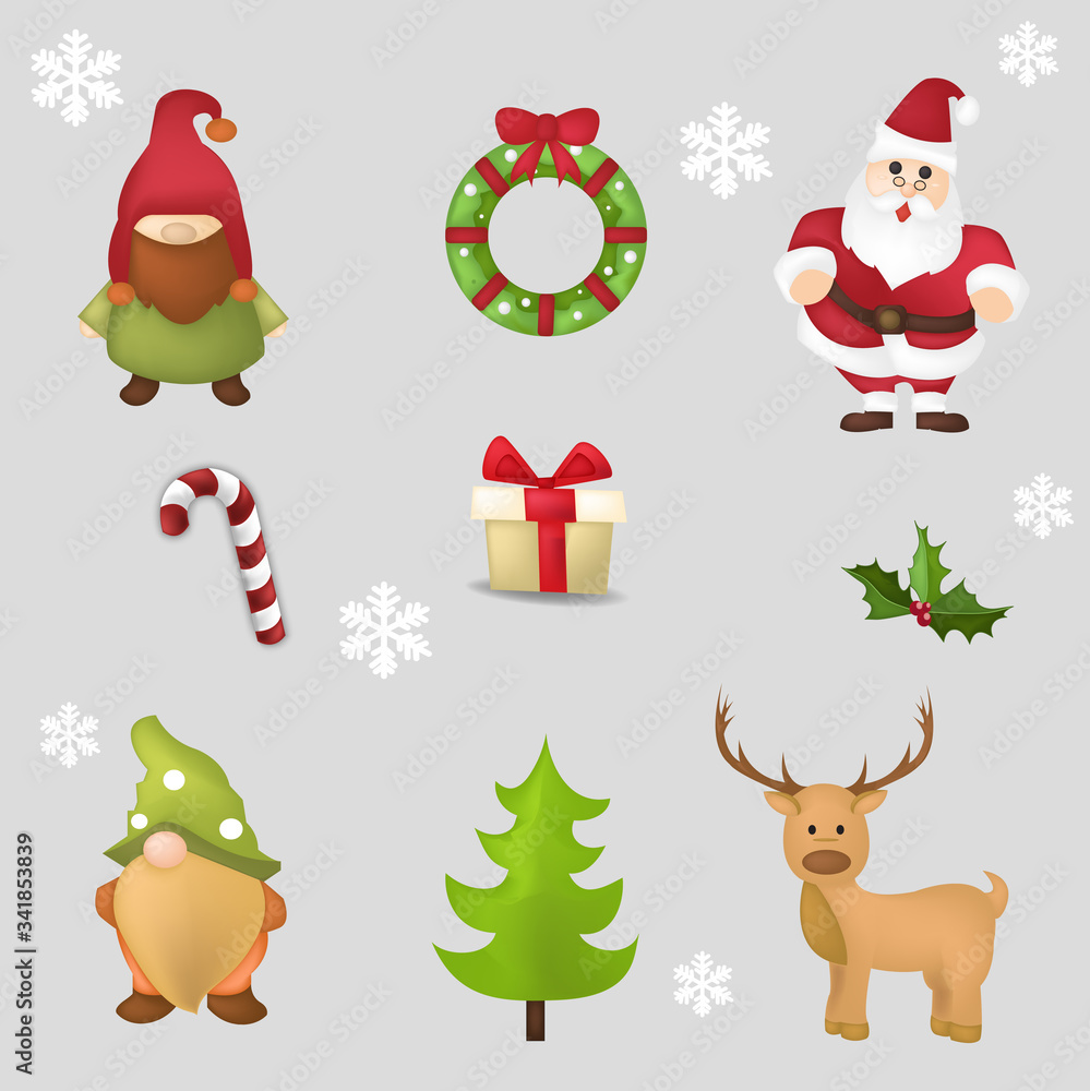 Fototapeta premium Set of cute christmas characters