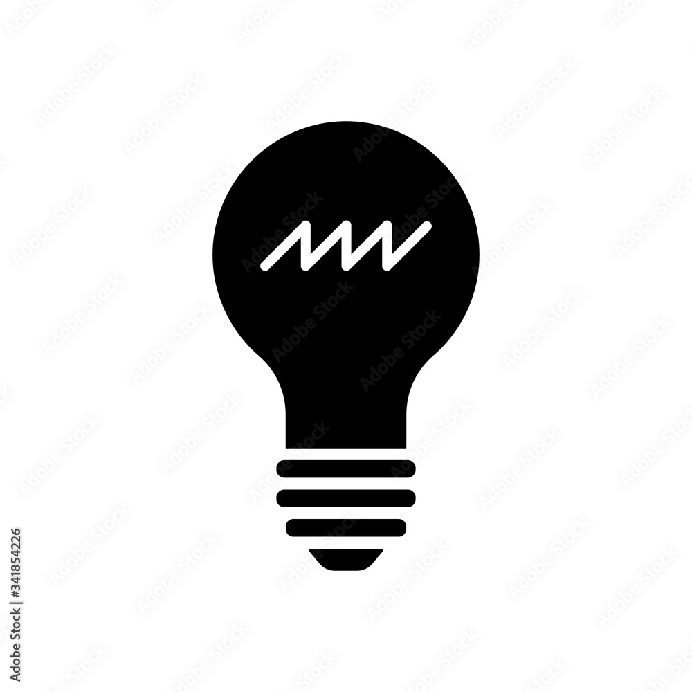 Light bulb icon. Symbol of idea. Solution and thinking concept simple illustration. Electric lamp flat style design.