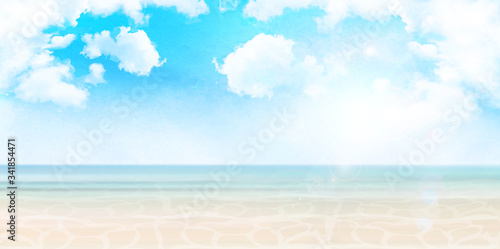 海　水彩　夏　背景
