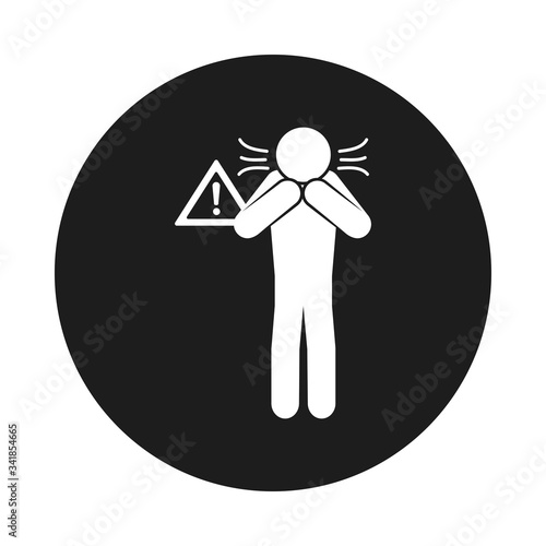 coronavirus and health concept, pictogram distraught man icon, block style