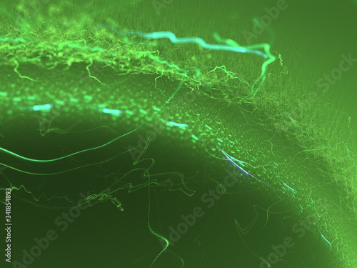 Abstract Colored Illustration - Soft Iridescent Colorful Cloud of Brilliant Energy, Glowing Plasma. Smoke, Energy Discharge, Digital Flames, Artistic Design. Minimal Soft Background Image