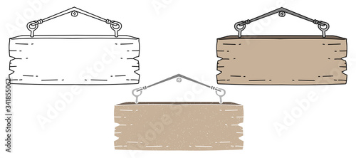 hanging board vector design. black and white. digital hand drawn. grain texture