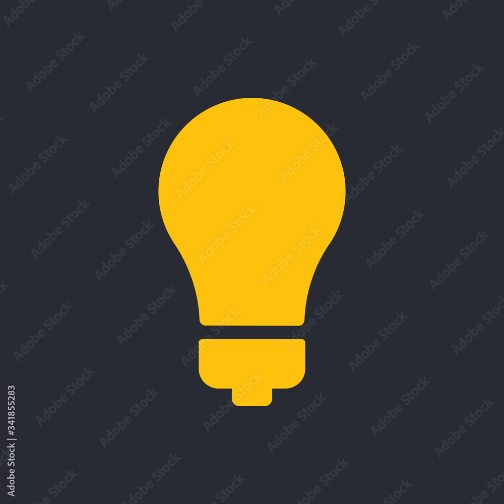 Light bulb icon. Symbol of idea. Solution and thinking concept simple illustration. Electric lamp flat style design. Light bulb icon. Symbol of idea. Solution and thinking concept simple illustration. Electric lamp flat style design.