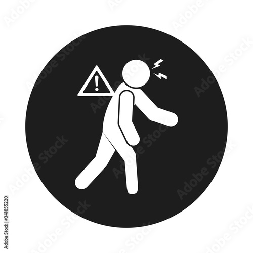 Covid 19 preventions concept, fatigue pictogram man icon, block style