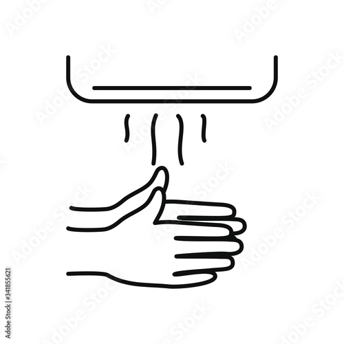 hand dryer and hands icon, line style