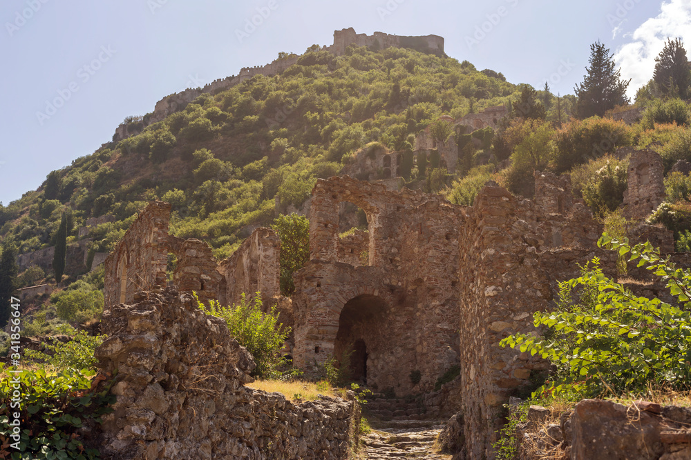 Outdoors museum Mystras. The medieval city in Greece, near town Sparta.