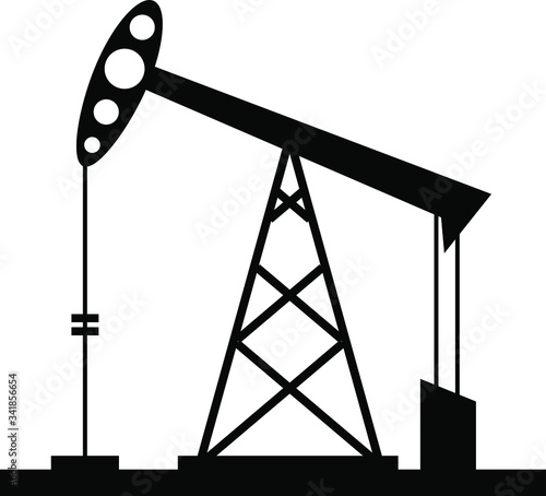 Oil pump rig silhouette vector icon. Oil pump symbol. Vector illustration.