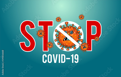 Lock Down. Stop Covid-19 Sign & Symbol. Virus wuhan from china. Vector Illustration concept coronavirus COVID-19.