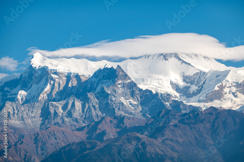 The beauty of the snow covered mountains in Nepal.