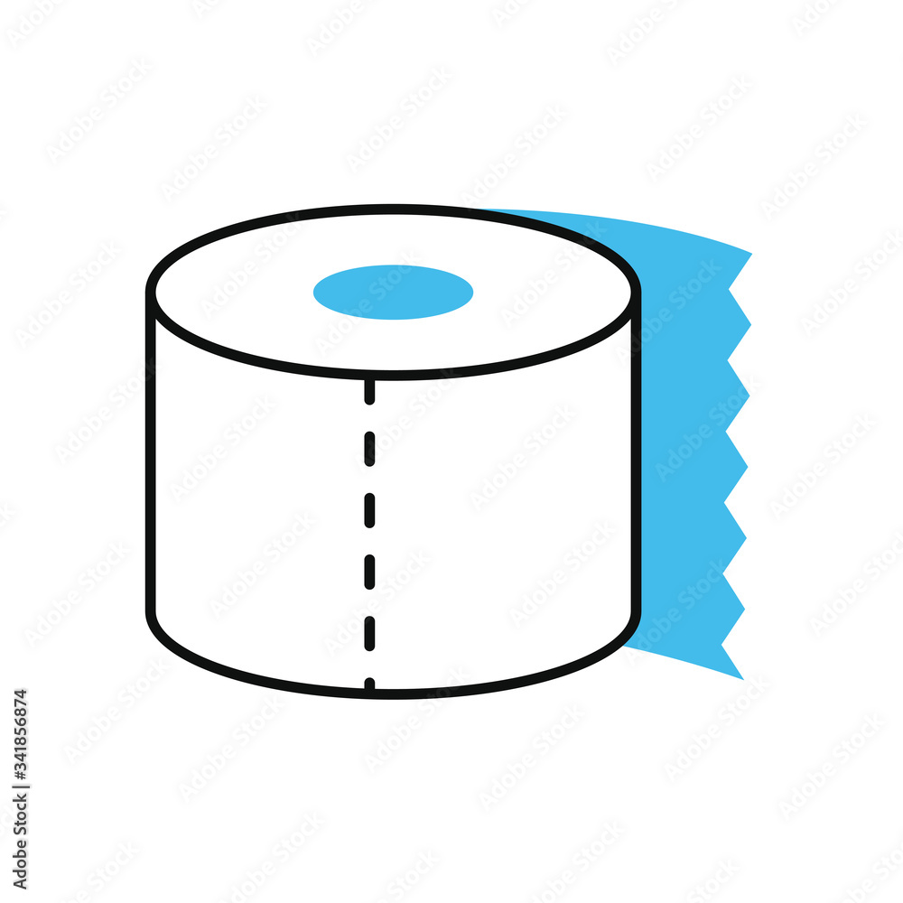 toilet paper icon, half color half line style toilet paper icon, half color half line style