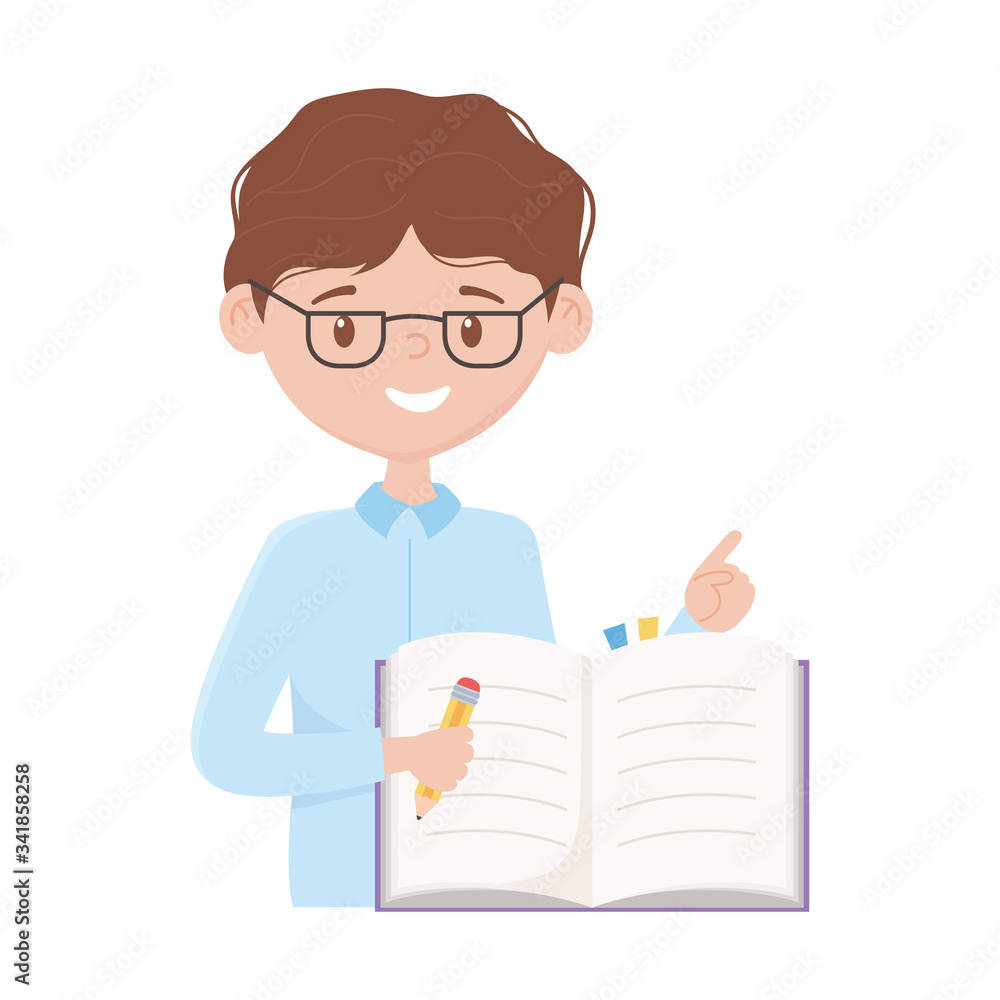 School boy with pencil and book vector design School boy with pencil and book vector design
