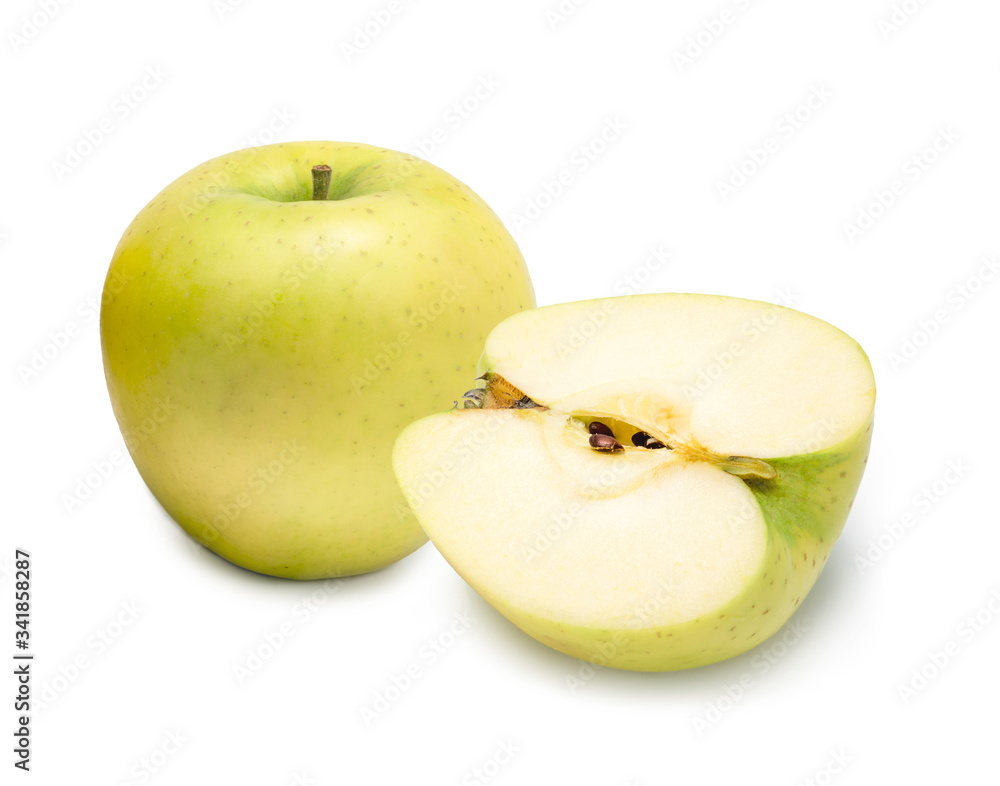 Fresh Green Apple Isolated on White, Apple Wang Lin or Apple Orin, Golden yellow delicious juicy apples isolated on white Fresh Green Apple Isolated on White, Apple Wang Lin or Apple Orin, Golden yellow delicious juicy apples isolated on white