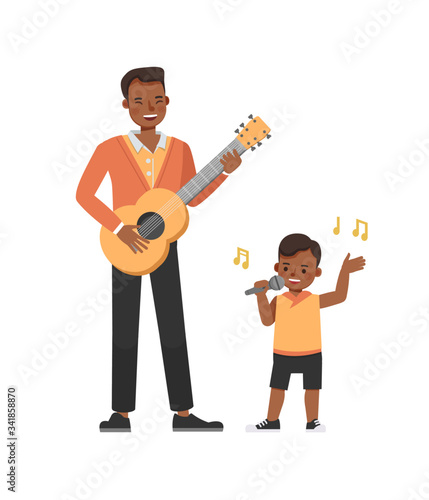 Happy father and son character vector design for father's Day concept. no5