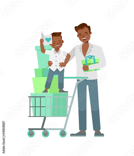 Happy father and son character vector design for father's Day concept. no7