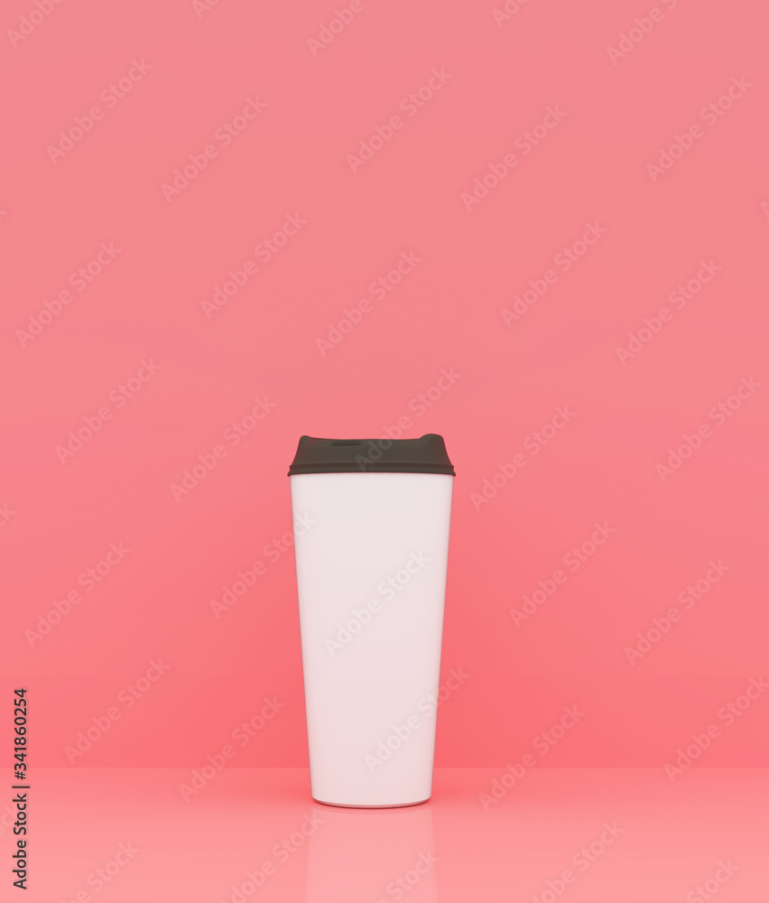 Coffee cup on pastel color background,3d rendering Coffee cup on pastel color background,3d rendering