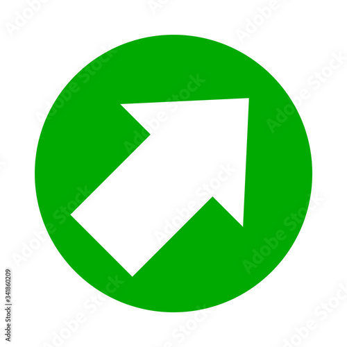 Free Download white arrow pointing right up in circle green for icon flat isolated on white, circle with arrow for button app, arrow sign of next or download upload concept, arrow simple symbol for direction - GFXLoad