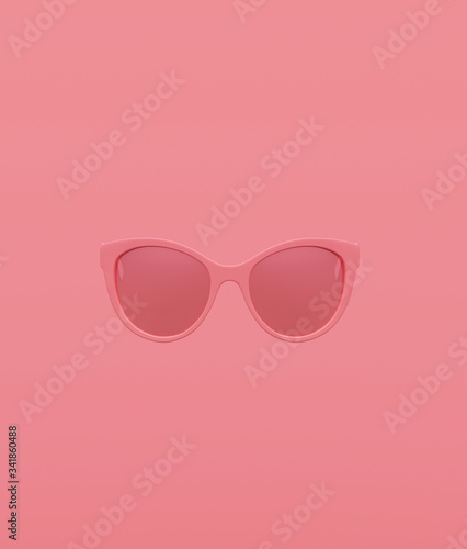 Sunglasses on pastel color background,minimal style conceptual background,3d rendering