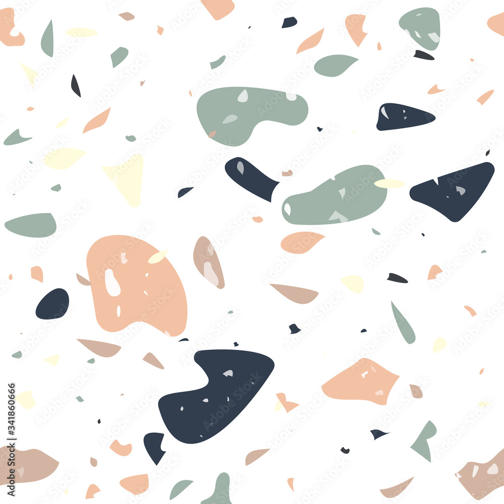 Terrazzo flooring vector seamless pattern. Modern vector illustration for fabric print, wrapping paper, flooring. Classic venetian terrazzo style of floor of natural stone, granite, quartz. Terrazzo flooring vector seamless pattern. Modern vector illustration for fabric print, wrapping paper, flooring. Classic venetian terrazzo style of floor of natural stone, granite, quartz.
