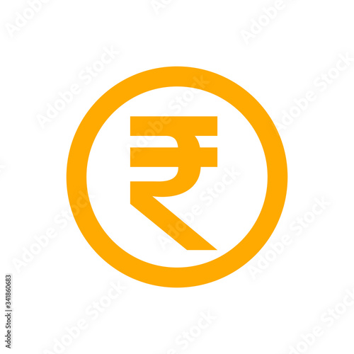 rupee currency coin orange for icon isolated on white, rupee money for app symbol, simple flat rupee money, currency digital rupee coin for financial concept