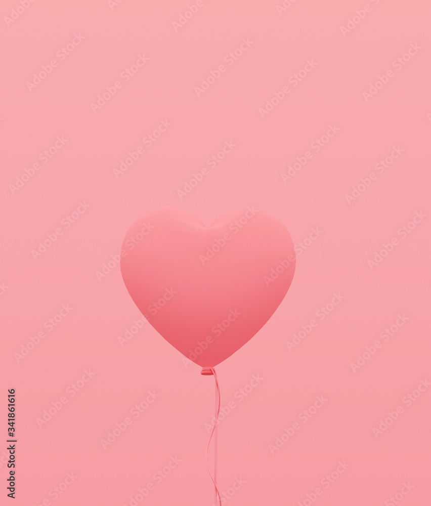 Heart balloon on pastel color background,3d rendering