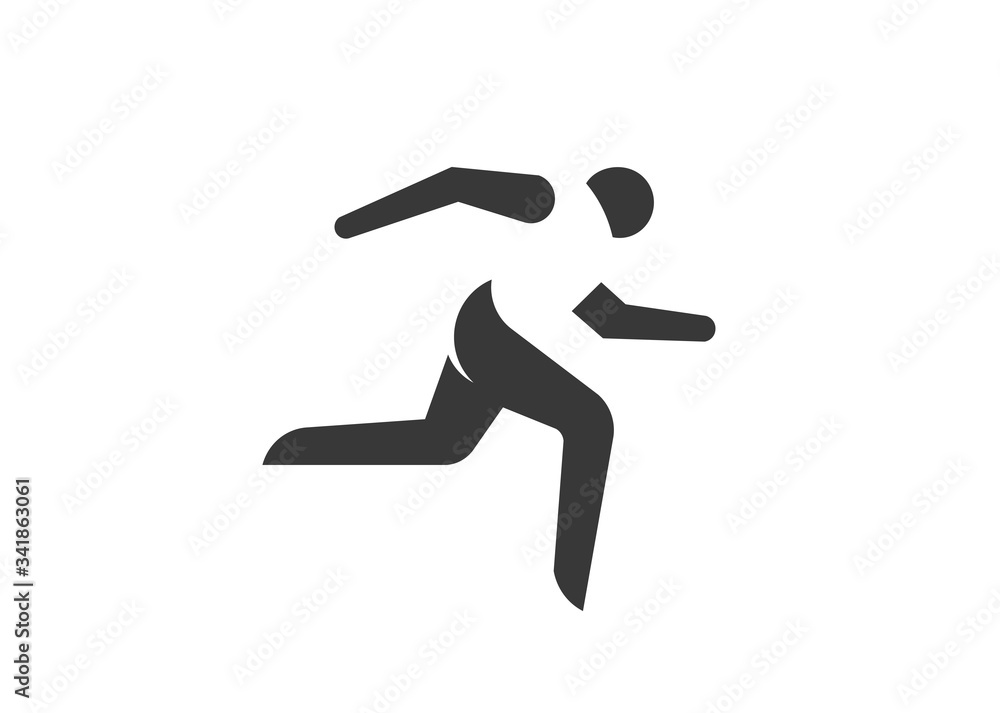 monogram color Running man, athletics, marathon, summer sport, run icon isolated on white background
