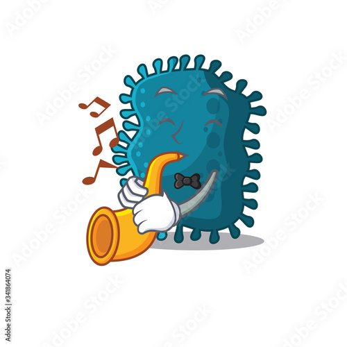 Talented musician of clostridium cartoon design playing a trumpet