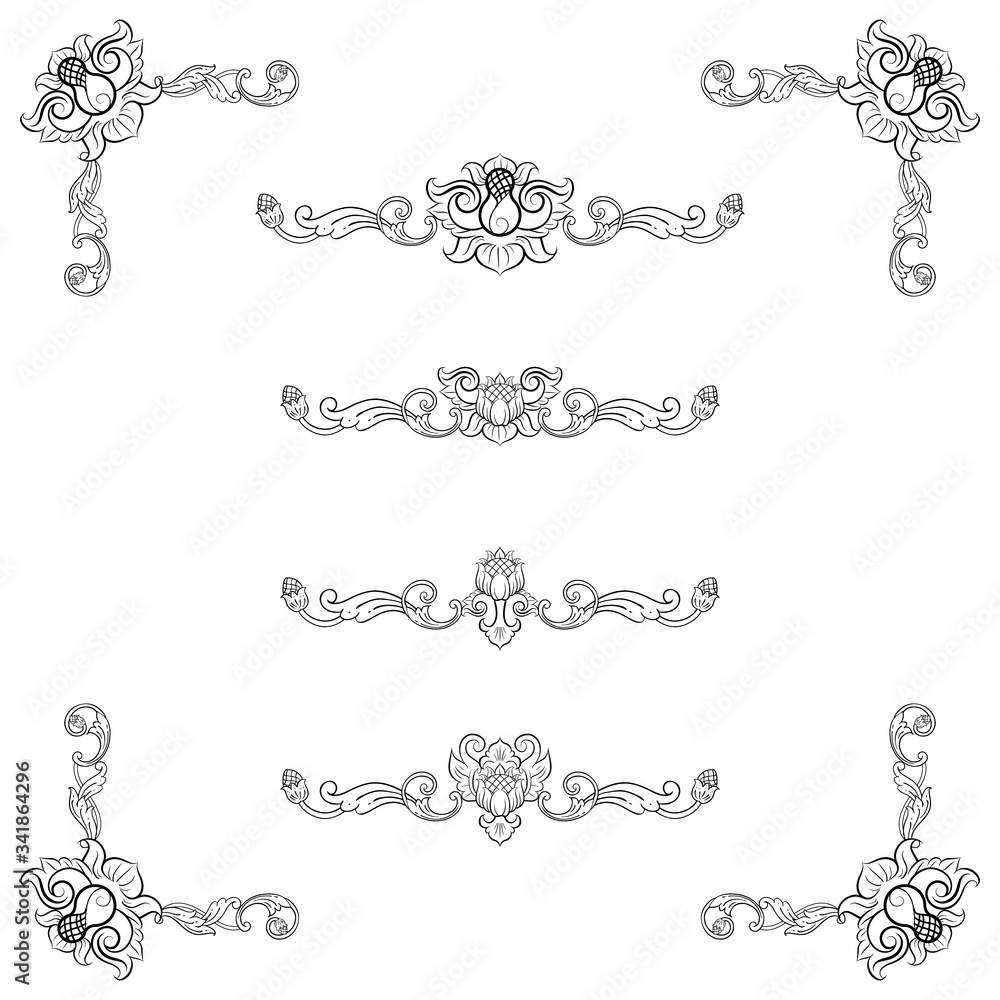 Fototapeta premium Classic Vitage Wedding Vector Ornaments frames Separator elements for Classic Vintage Wedding Invitation