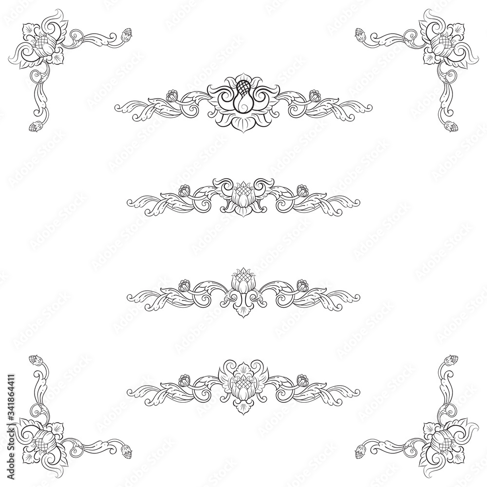 Classic Vitage Wedding Vector Ornaments frames Separator elements for Classic Vintage Wedding Invitation