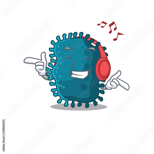 Clostridium Cartoon in design concept listening music
