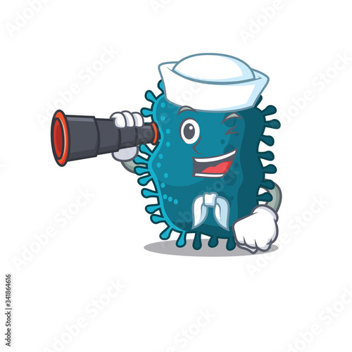A cartoon icon of clostridium Sailor with binocular