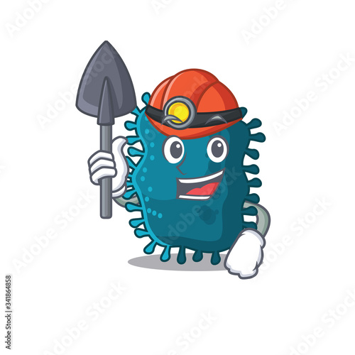 Clostridium miner cartoon design concept with tool and helmet