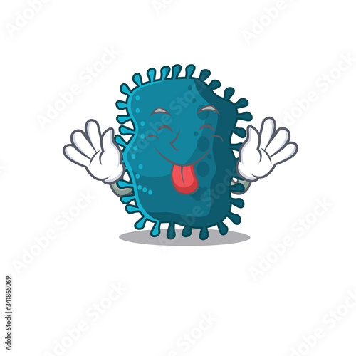 An amusing face clostridium cartoon design with tongue out