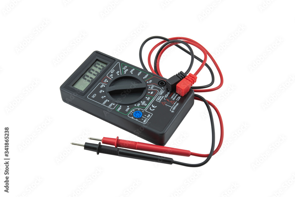 Digital multimeter on white background Digital multimeter on white background