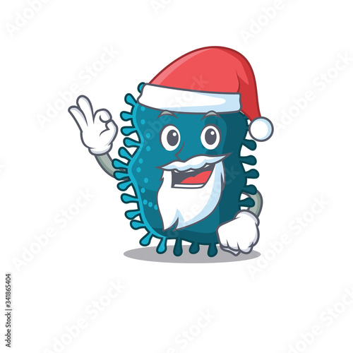 Clostridium Santa cartoon character with cute ok finger