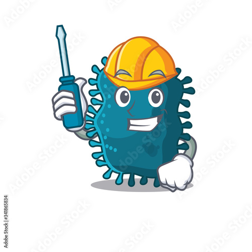 cartoon character of clostridium worked as an automotive