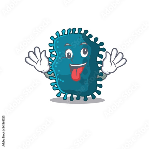 A cartoon design of clostridium having a crazy face