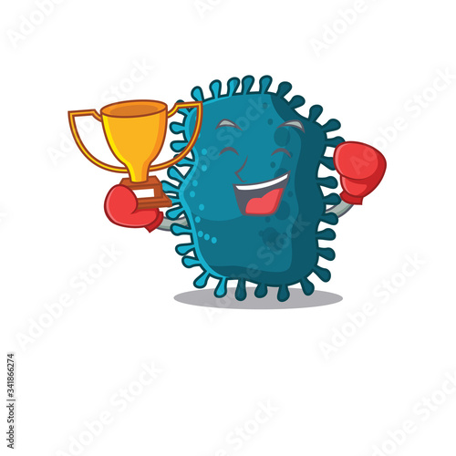 An elegant boxing winner of clostridium mascot design style