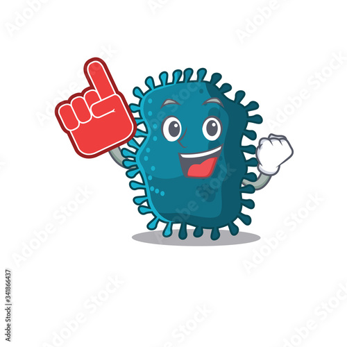 Clostridium presented in cartoon character design with Foam finger
