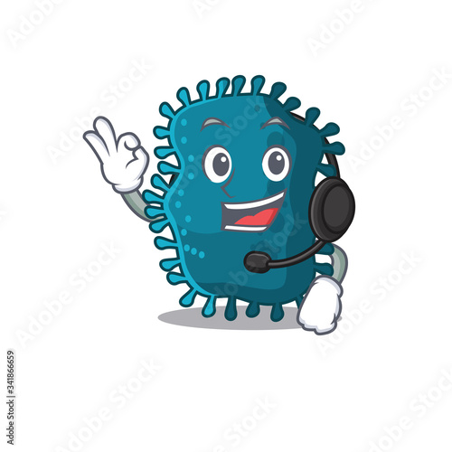 A gorgeous clostridium mascot character concept wearing headphone
