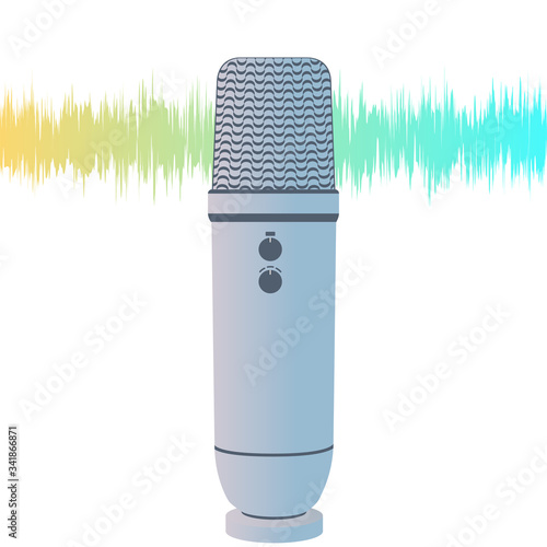 Concept of microphone for ASMR. Microphone for blogger to make massage, whisper, rustling. Autonomous sensory meridian response. Vector Illustration, isolated.