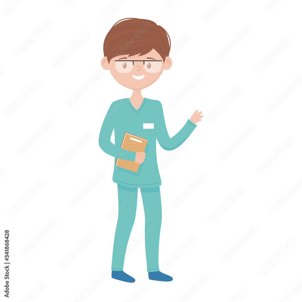 Isolated man doctor and document vector design