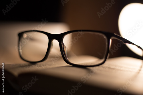 Glasses for sight and vision correction and protection from computer on the book